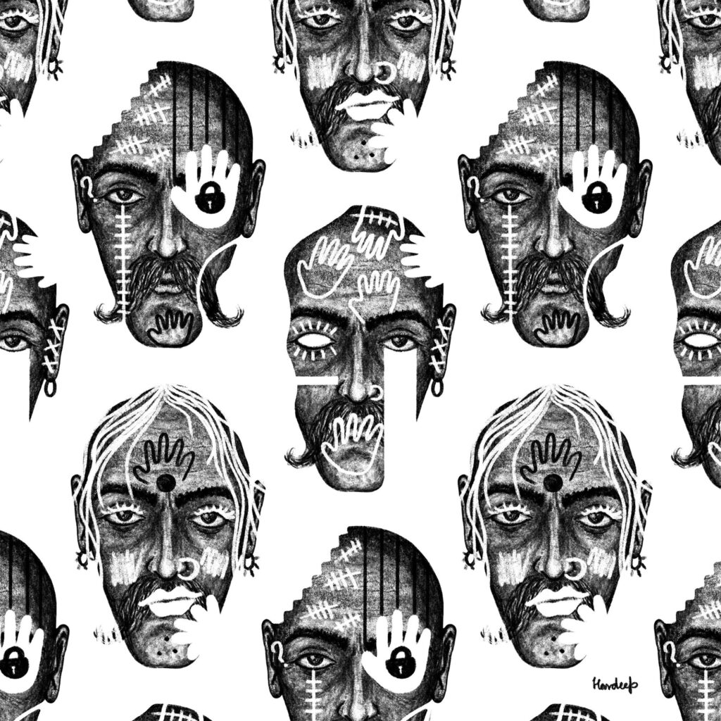 “Fragmented Faces” is a digital artwork that explores Deaf and gendered identity, capturing the silent struggle for selfhood. Through layered gestures and fragmented forms, it reflects how Deaf and nonconforming gender identities are embodied, often shaped by systems that fail to recognise or accommodate them.